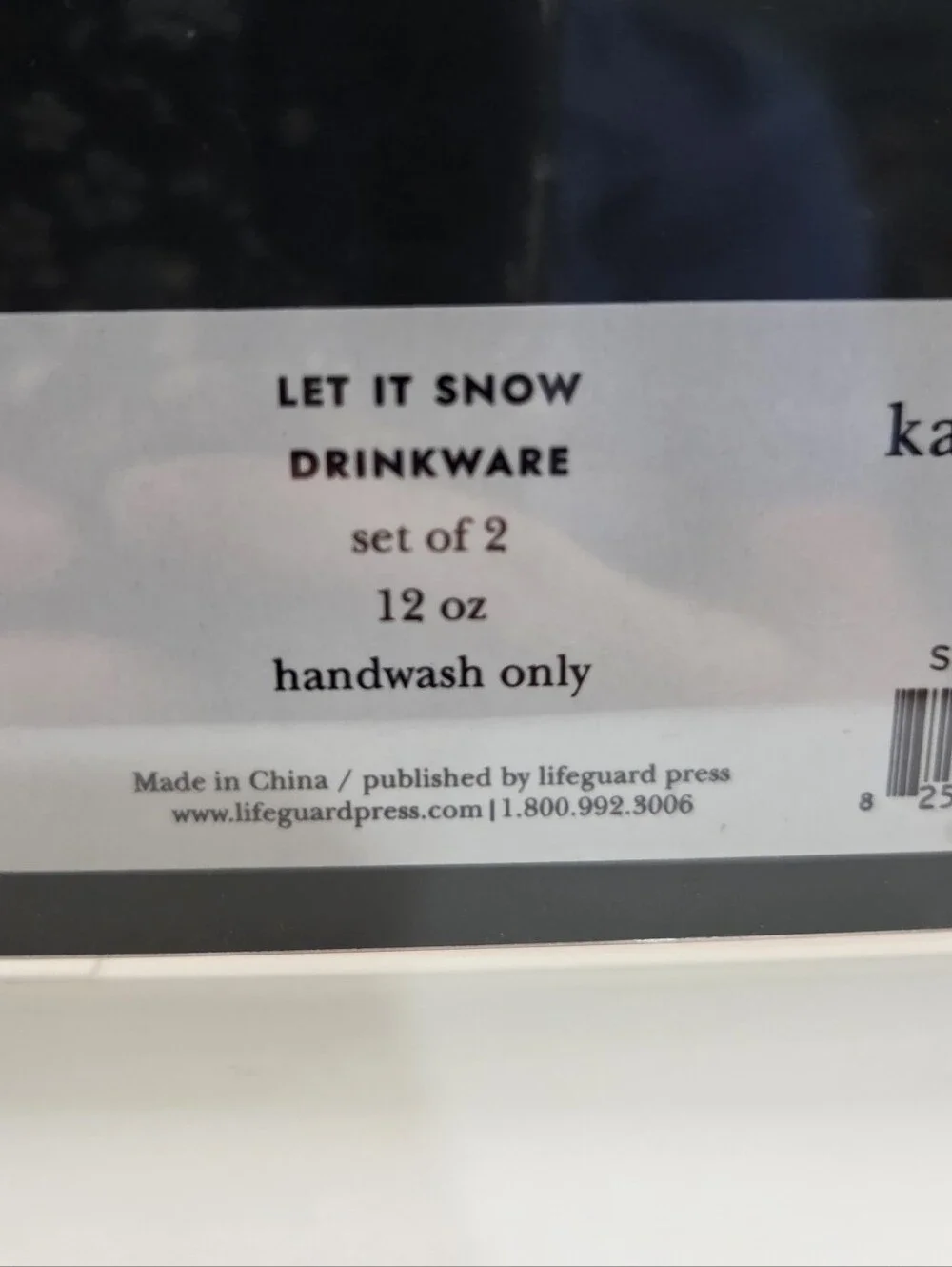 Kate Spade Holiday Let It Snow Clear Acrylic Cups Tumblers 2pc Set New